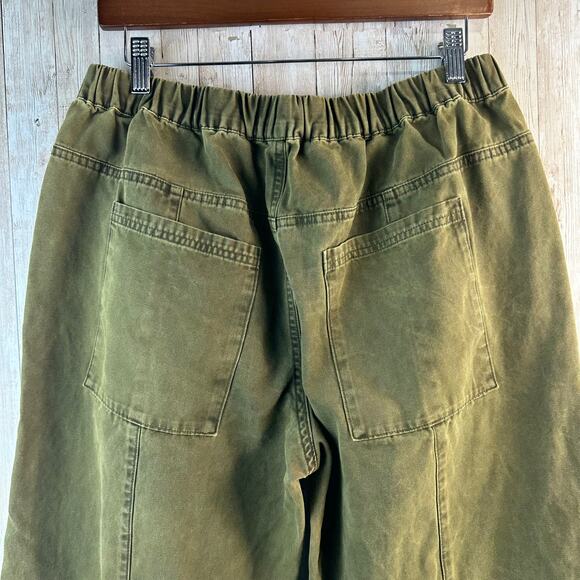 Forever 21 High-Rise Pants Womens L 30x27 Olive Green Snap Hem Canvas Streetwear - Picture 3 of 10